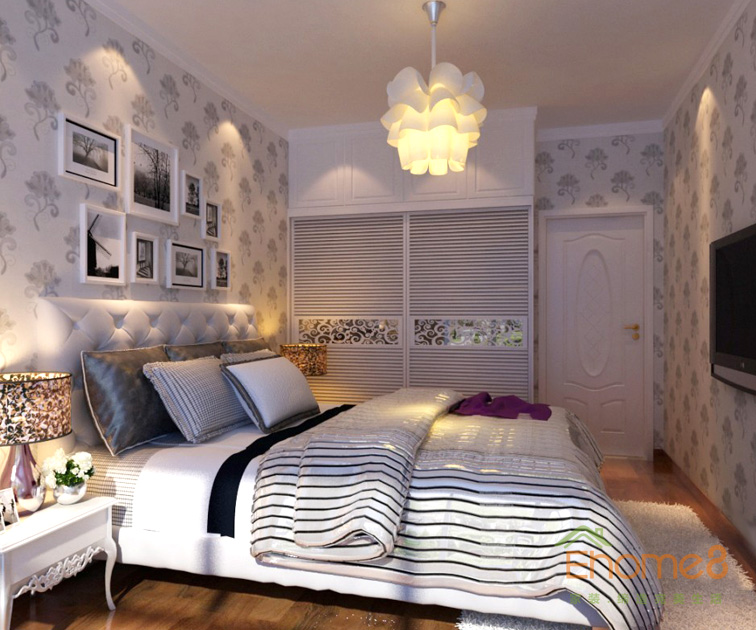 106㎡兩房一廳現代簡約風格主人房裝修效果圖