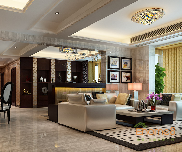 98㎡三房一廳歐式風格客廳沙發裝修效果圖