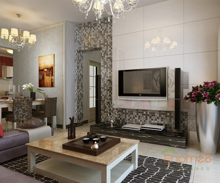 75㎡兩房一廳美式風格客廳裝修效果圖