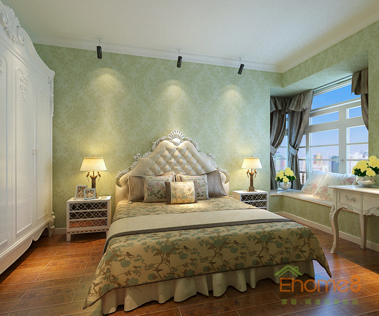 99㎡三房一廳歐式地中海風(fēng)格次臥裝修效果圖