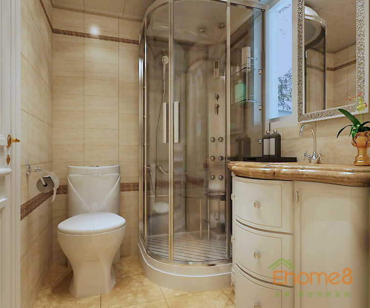 99㎡三房一廳歐式地中海風(fēng)格浴室裝修效果圖