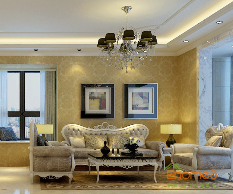 98㎡三房一廳歐式貴族風格餐廳沙發(fā)裝修效果圖