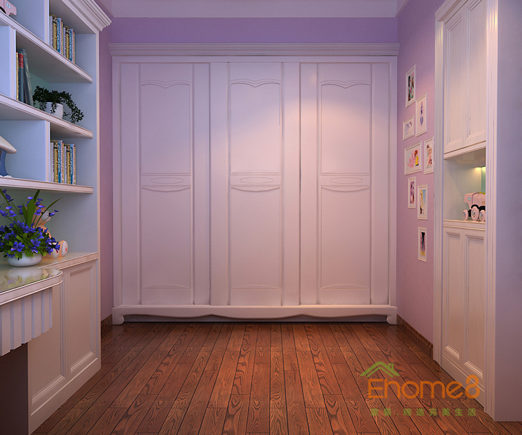 80㎡兩房一廳中西結(jié)合風(fēng)格女兒房衣柜裝修效果圖