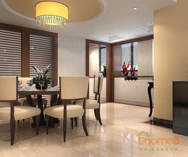 95㎡三房一廳美式風格餐廳裝修效果圖