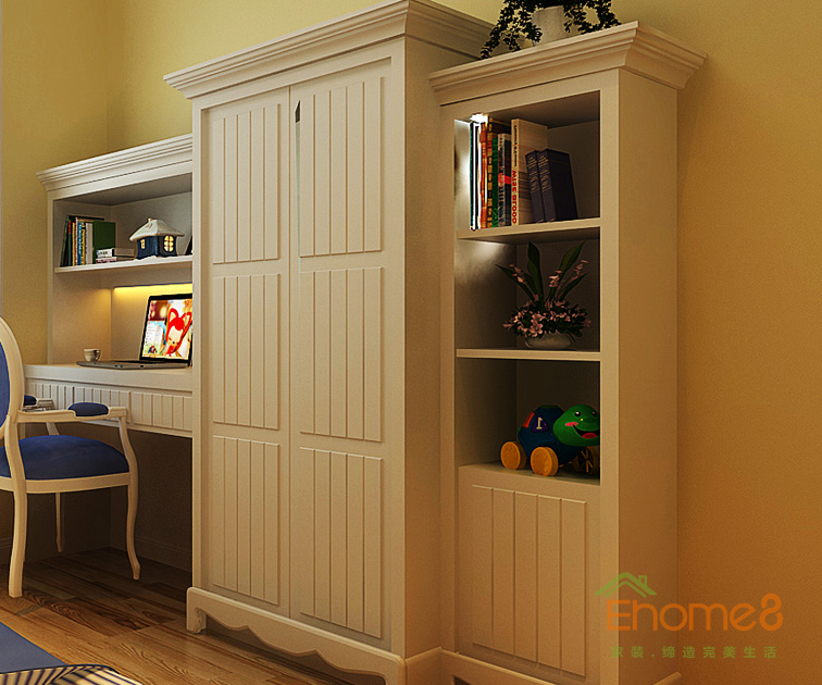 95㎡三房一廳美式風格兒童房書桌裝修效果圖