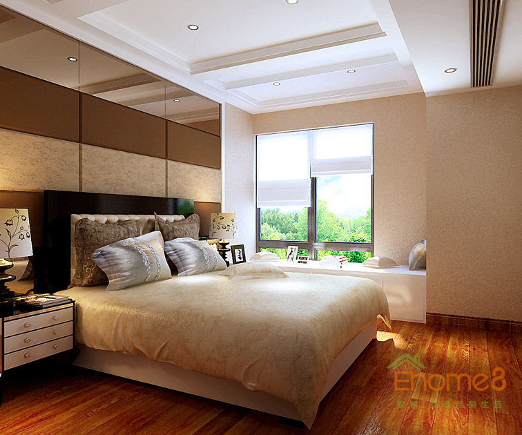 69㎡兩房一廳田園風格主人房裝修效果圖