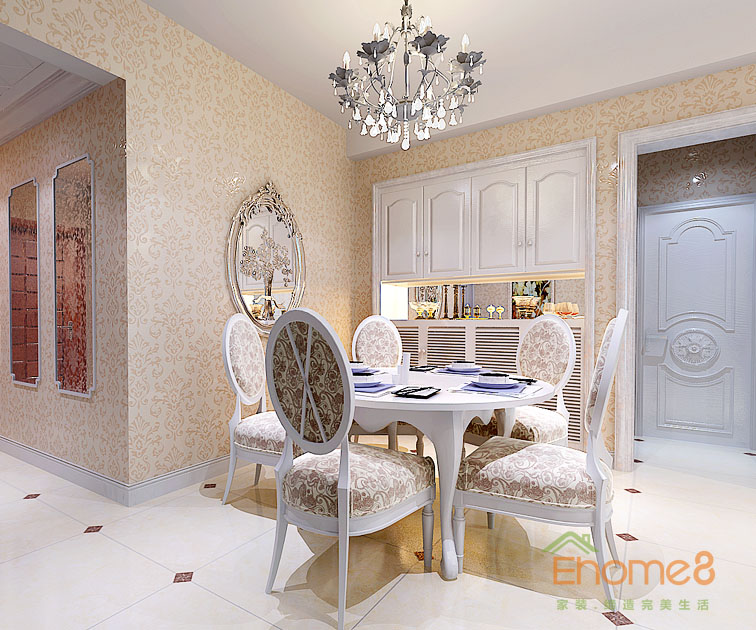 71㎡兩房一廳歐式風(fēng)格餐廳吊燈裝修效果圖