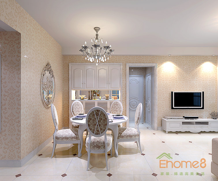 71㎡兩房一廳歐式風(fēng)格餐廳裝修效果圖