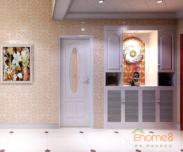 71㎡兩房一廳歐式風(fēng)格入戶玄關(guān)裝修效果圖