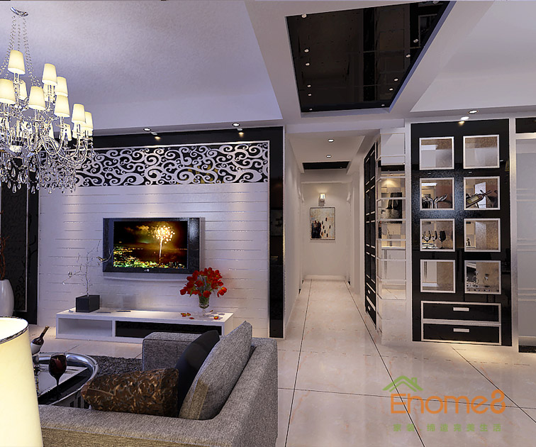 72㎡兩房一廳法式風格客廳過道裝修效果圖61