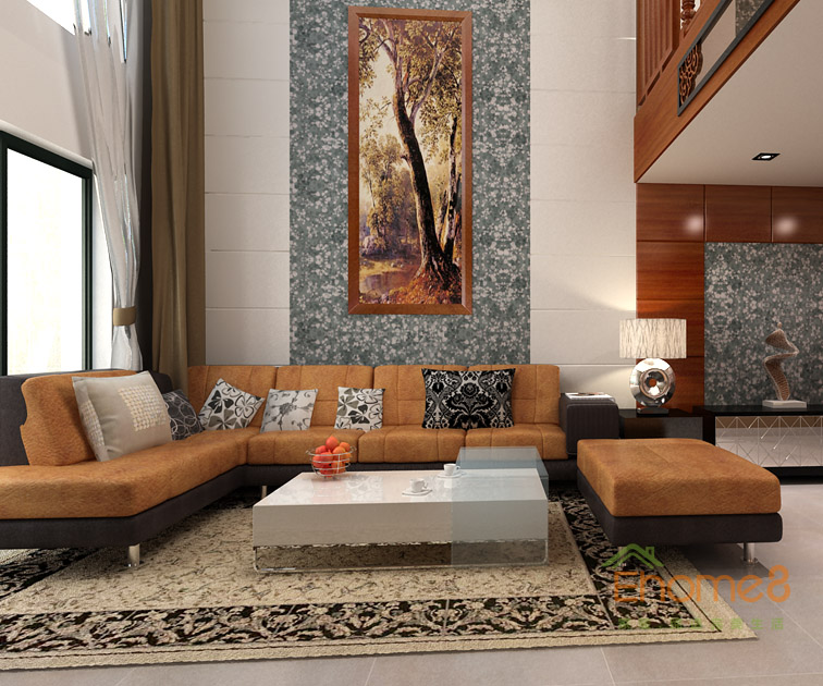 172㎡躍層法式風(fēng)格客廳背景墻裝修效果圖