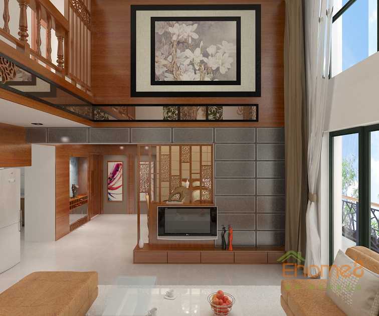 172㎡躍層法式風(fēng)格客廳大背景墻裝修效果圖