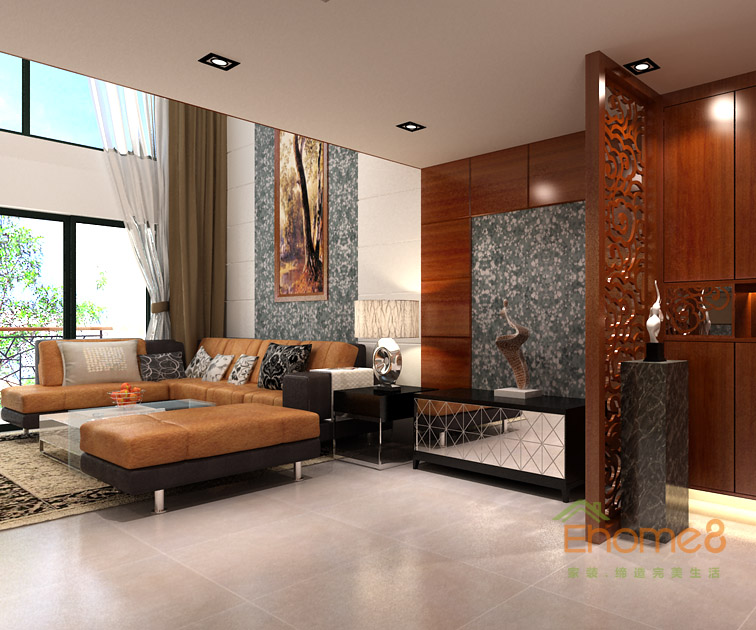 172㎡躍層法式風(fēng)格客廳全景裝修效果圖