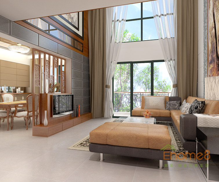 172㎡躍層法式風(fēng)格客廳裝修效果圖