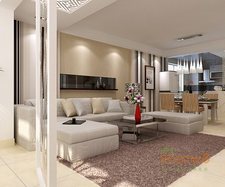 132㎡四房一廳歐式風(fēng)格客廳全景裝修效果圖