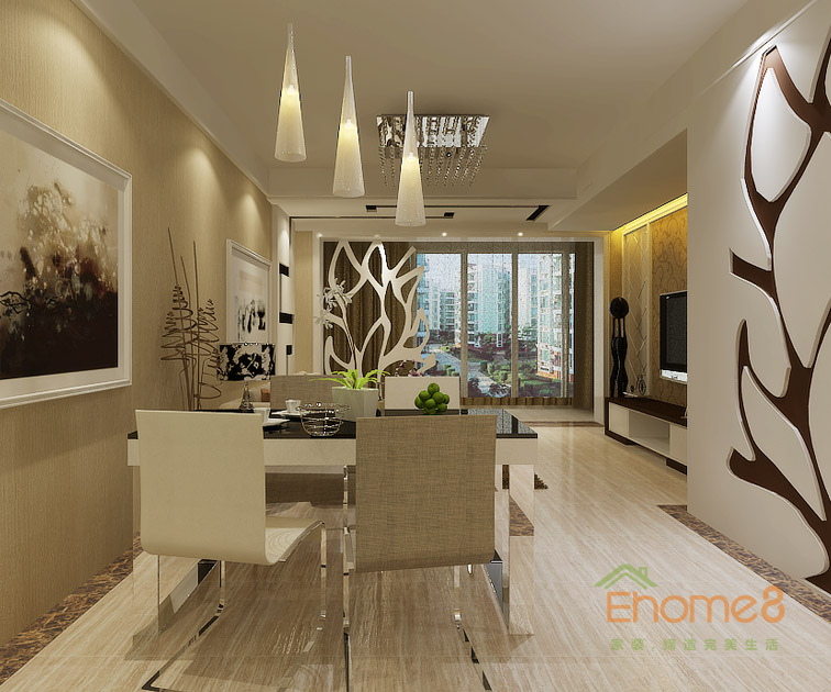 95㎡三房一廳法式風格餐廳裝修效果圖