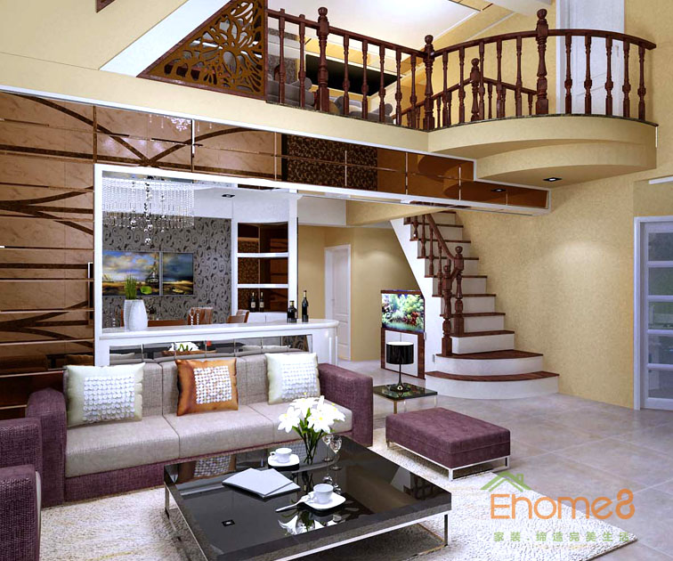 175㎡躍層法式風格客廳樓層裝修效果圖