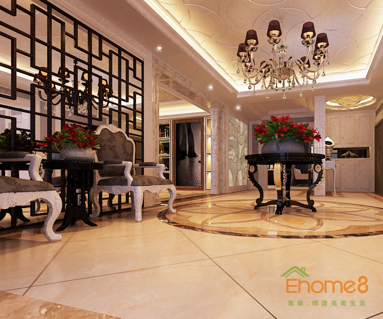 165㎡躍層歐式風格大廳裝修效果圖