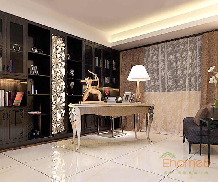 165㎡躍層歐式風格書房裝修效果圖